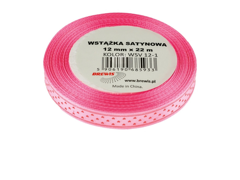 Wstążka satynowa serca 12mmx22m WSV12-1 Brewis